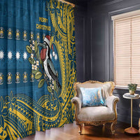Nauru Christmas Window Curtain Frigatebird Bird Santa Tribal Waves DT05 - Polynesian Pride