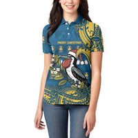 Nauru Christmas Women Polo Shirt Frigatebird Bird Santa Tribal Waves DT05 - Polynesian Pride
