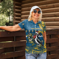 Nauru Christmas Women Polo Shirt Frigatebird Bird Santa Tribal Waves DT05 - Polynesian Pride