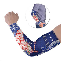 Northern Mariana Islands Christmas Arm Sleeves Seashell Xmas Tree Tribal Waves - Polynesian Pride