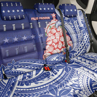 Northern Mariana Islands Christmas Back Car Seat Cover Seashell Xmas Tree Tribal Waves - Polynesian Pride