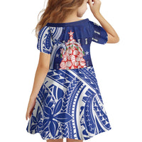 Northern Mariana Islands Christmas Family Matching Off Shoulder Short Dress and Hawaiian Shirt Seashell Xmas Tree Tribal Waves - Polynesian Pride