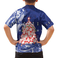 Northern Mariana Islands Christmas Family Matching Puletasi and Hawaiian Shirt Seashell Xmas Tree Tribal Waves DT05 - Polynesian Pride