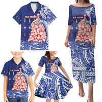 Northern Mariana Islands Christmas Family Matching Puletasi and Hawaiian Shirt Seashell Xmas Tree Tribal Waves DT05 - Polynesian Pride