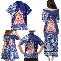 Northern Mariana Islands Christmas Family Matching Puletasi and Hawaiian Shirt Seashell Xmas Tree Tribal Waves DT05 - Polynesian Pride
