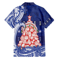 Northern Mariana Islands Christmas Family Matching Puletasi and Hawaiian Shirt Seashell Xmas Tree Tribal Waves - Polynesian Pride