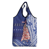 Northern Mariana Islands Christmas Grocery Bag Seashell Xmas Tree Tribal Waves DT05 - Polynesian Pride