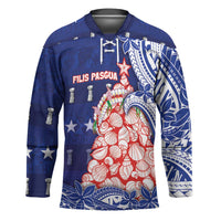 Northern Mariana Islands Christmas Hockey Jersey Seashell Xmas Tree Tribal Waves - Polynesian Pride
