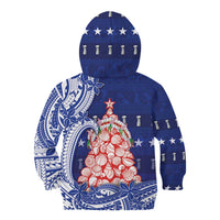 Northern Mariana Islands Christmas Kid Hoodie Seashell Xmas Tree Tribal Waves - Polynesian Pride
