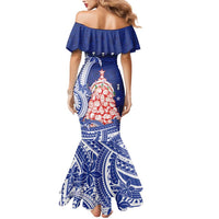 Northern Mariana Islands Christmas Mermaid Dress Seashell Xmas Tree Tribal Waves - Polynesian Pride