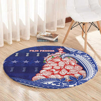 Northern Mariana Islands Christmas Round Carpet Seashell Xmas Tree Tribal Waves - Polynesian Pride
