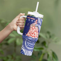Northern Mariana Islands Christmas Tumbler With Handle Seashell Xmas Tree Tribal Waves DT05 - Polynesian Pride
