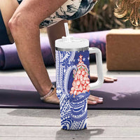 Northern Mariana Islands Christmas Tumbler With Handle Seashell Xmas Tree Tribal Waves DT05 - Polynesian Pride