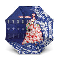 Northern Mariana Islands Christmas Umbrella Seashell Xmas Tree Tribal Waves DT05 One Size Folded 11.42 inch Opened Diameter 37.4 inch Navy - Polynesian Pride