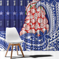 Northern Mariana Islands Christmas Window Curtain Seashell Xmas Tree Tribal Waves - Polynesian Pride