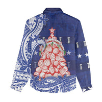 Northern Mariana Islands Christmas Women Casual Shirt Seashell Xmas Tree Tribal Waves - Polynesian Pride