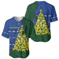 Solomon Islands Christmas Baseball Jersey Seashell Xmas Tree Tribal Waves DT05 - Polynesian Pride