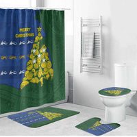 Solomon Islands Christmas Bathroom Set Seashell Xmas Tree Tribal Waves - Polynesian Pride