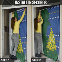 Solomon Islands Christmas Door Cover Seashell Xmas Tree Tribal Waves - Polynesian Pride