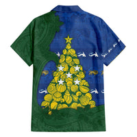 Solomon Islands Christmas Family Matching Long Sleeve Bodycon Dress and Hawaiian Shirt Seashell Xmas Tree Tribal Waves - Polynesian Pride