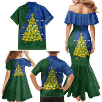 Solomon Islands Christmas Family Matching Mermaid Dress and Hawaiian Shirt Seashell Xmas Tree Tribal Waves - Polynesian Pride