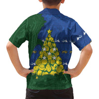 Solomon Islands Christmas Family Matching Off The Shoulder Long Sleeve Dress and Hawaiian Shirt Seashell Xmas Tree Tribal Waves - Polynesian Pride