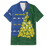 Solomon Islands Christmas Family Matching Off The Shoulder Long Sleeve Dress and Hawaiian Shirt Seashell Xmas Tree Tribal Waves - Polynesian Pride