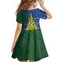 Solomon Islands Christmas Family Matching Off Shoulder Short Dress and Hawaiian Shirt Seashell Xmas Tree Tribal Waves - Polynesian Pride