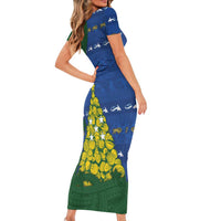 Solomon Islands Christmas Family Matching Short Sleeve Bodycon Dress and Hawaiian Shirt Seashell Xmas Tree Tribal Waves - Polynesian Pride