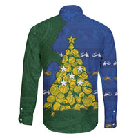 Solomon Islands Christmas Family Matching Summer Maxi Dress and Hawaiian Shirt Seashell Xmas Tree Tribal Waves - Polynesian Pride