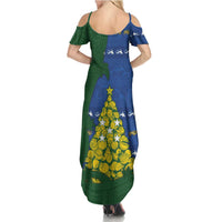 Solomon Islands Christmas Family Matching Summer Maxi Dress and Hawaiian Shirt Seashell Xmas Tree Tribal Waves - Polynesian Pride