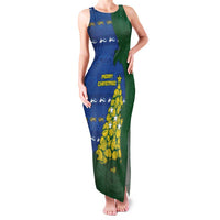 Solomon Islands Christmas Family Matching Tank Maxi Dress and Hawaiian Shirt Seashell Xmas Tree Tribal Waves - Polynesian Pride