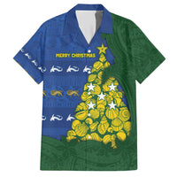 Solomon Islands Christmas Hawaiian Shirt Seashell Xmas Tree Tribal Waves DT05 Navy - Polynesian Pride