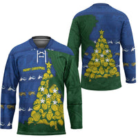 Solomon Islands Christmas Hockey Jersey Seashell Xmas Tree Tribal Waves DT05 - Polynesian Pride