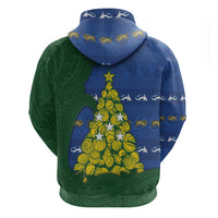 Solomon Islands Christmas Hoodie Seashell Xmas Tree Tribal Waves - Polynesian Pride