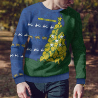 Solomon Islands Christmas Ugly Christmas Sweater Seashell Xmas Tree Tribal Waves - Polynesian Pride
