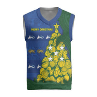 Solomon Islands Christmas Knitted V-Neck Vest Seashell Xmas Tree Tribal Waves - Polynesian Pride