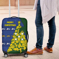 Solomon Islands Christmas Luggage Cover Seashell Xmas Tree Tribal Waves - Polynesian Pride