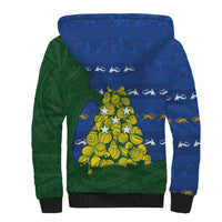 Solomon Islands Christmas Sherpa Hoodie Seashell Xmas Tree Tribal Waves - Polynesian Pride