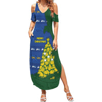 Solomon Islands Christmas Summer Maxi Dress Seashell Xmas Tree Tribal Waves - Polynesian Pride