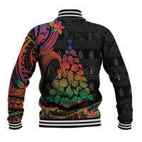 New Caledonia Christmas Baseball Jacket Seashell Xmas Tree Tribal Waves - Polynesian Pride