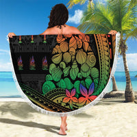 New Caledonia Christmas Beach Blanket Seashell Xmas Tree Tribal Waves - Polynesian Pride