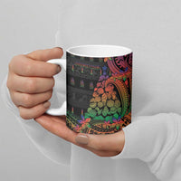 New Caledonia Christmas Ceramic Mug Seashell Xmas Tree Tribal Waves - Polynesian Pride