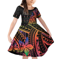 New Caledonia Christmas Family Matching Off Shoulder Short Dress and Hawaiian Shirt Seashell Xmas Tree Tribal Waves - Polynesian Pride