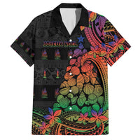 New Caledonia Christmas Family Matching Off Shoulder Short Dress and Hawaiian Shirt Seashell Xmas Tree Tribal Waves - Polynesian Pride