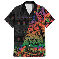 New Caledonia Christmas Family Matching Off Shoulder Short Dress and Hawaiian Shirt Seashell Xmas Tree Tribal Waves - Polynesian Pride