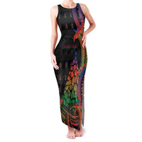 New Caledonia Christmas Family Matching Tank Maxi Dress and Hawaiian Shirt Seashell Xmas Tree Tribal Waves - Polynesian Pride