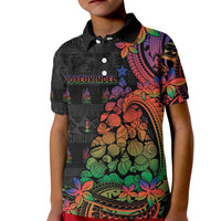 New Caledonia Christmas Kid Polo Shirt Seashell Xmas Tree Tribal Waves DT05 Kid Black - Polynesian Pride