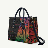 New Caledonia Christmas Leather Bag Seashell Xmas Tree Tribal Waves DT05 Black - Polynesian Pride