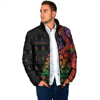 New Caledonia Christmas Padded Jacket Seashell Xmas Tree Tribal Waves - Polynesian Pride